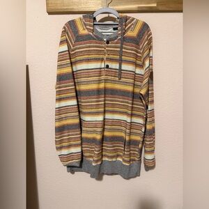 VISSLA Men's Striped Crewneck Sweater hoodie in Yellow, Gray & Cream